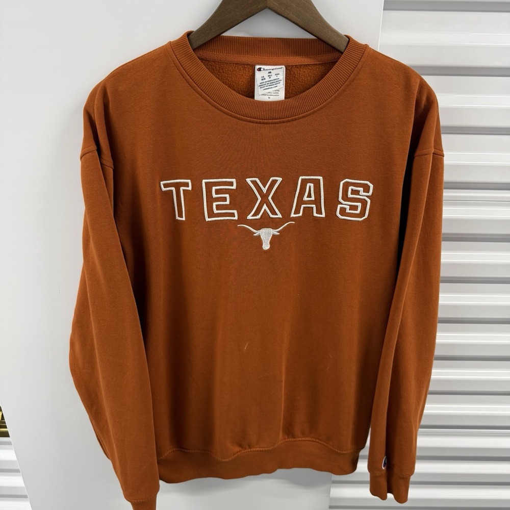 Champion Texas Longhorns Sweatshirt Men's M Orange Embroidered Crewneck